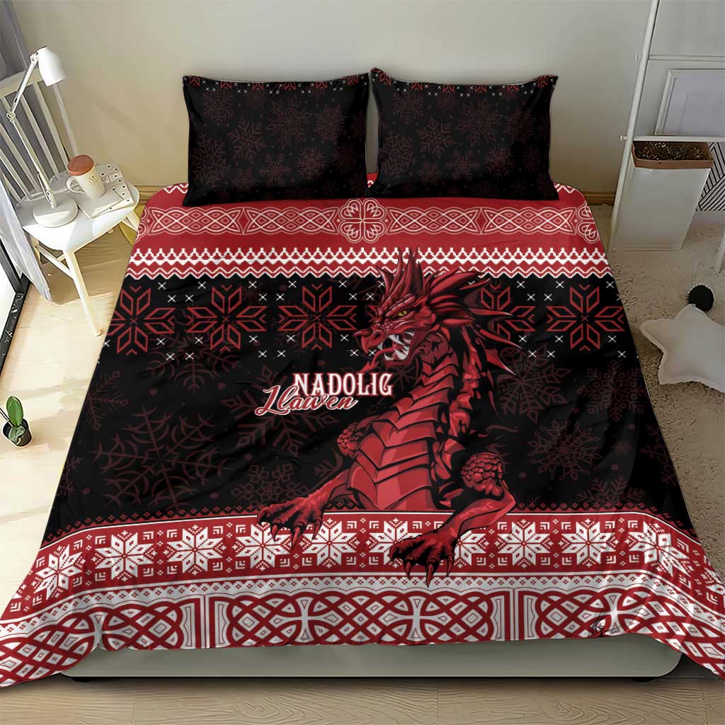 Christmas Wales Celtic Bedding Set Welsh Dragon Nadolig Llawen - Wonder Print Shop