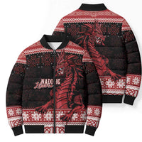 Christmas Wales Celtic Bomber Puffer Jacket Welsh Dragon Nadolig Llawen - Wonder Print Shop