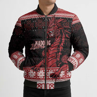 Christmas Wales Celtic Bomber Puffer Jacket Welsh Dragon Nadolig Llawen - Wonder Print Shop