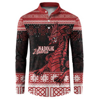 Christmas Wales Celtic Button Sweatshirt Welsh Dragon Nadolig Llawen - Wonder Print Shop