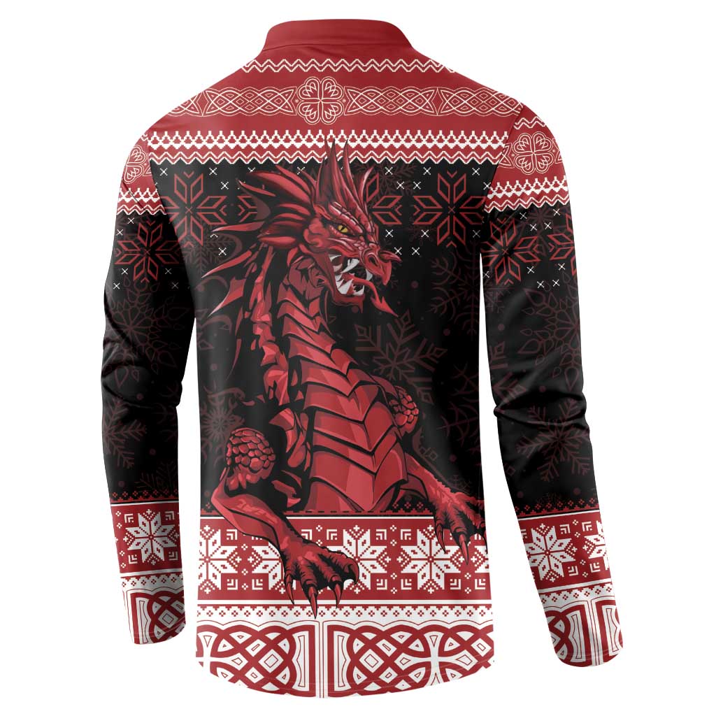 Christmas Wales Celtic Button Sweatshirt Welsh Dragon Nadolig Llawen - Wonder Print Shop