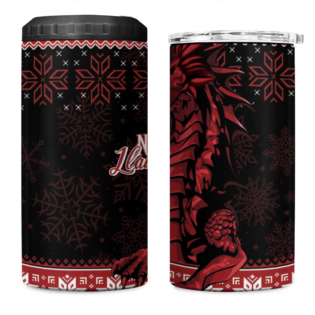 Christmas Wales Celtic 4 in 1 Can Cooler Tumbler Welsh Dragon Nadolig Llawen - Wonder Print Shop