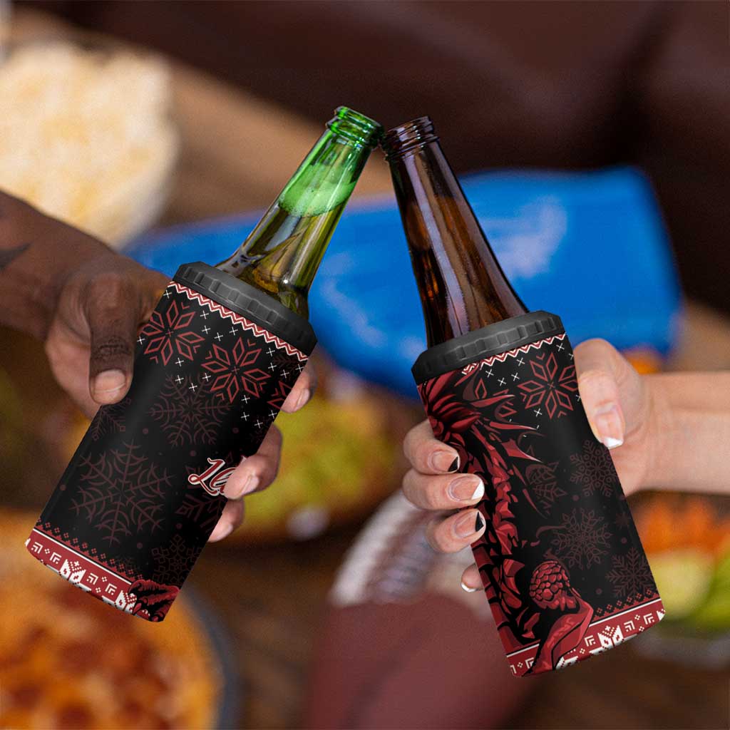 Christmas Wales Celtic 4 in 1 Can Cooler Tumbler Welsh Dragon Nadolig Llawen - Wonder Print Shop