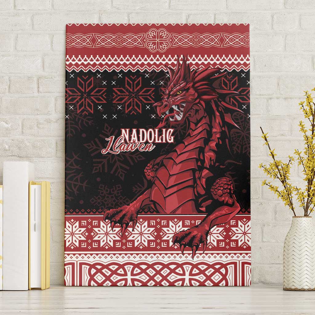 Christmas Wales Celtic Canvas Wall Art Welsh Dragon Nadolig Llawen - Wonder Print Shop