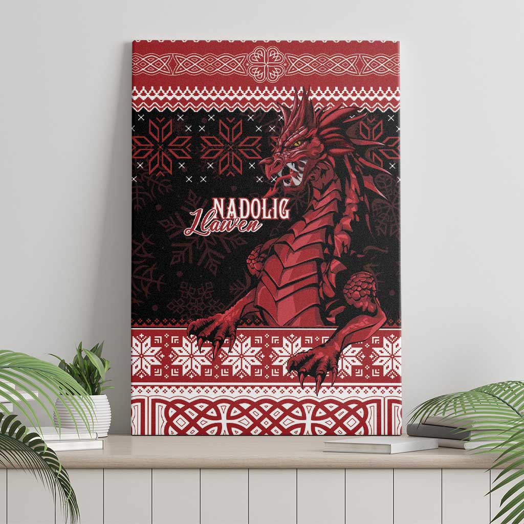 Christmas Wales Celtic Canvas Wall Art Welsh Dragon Nadolig Llawen - Wonder Print Shop