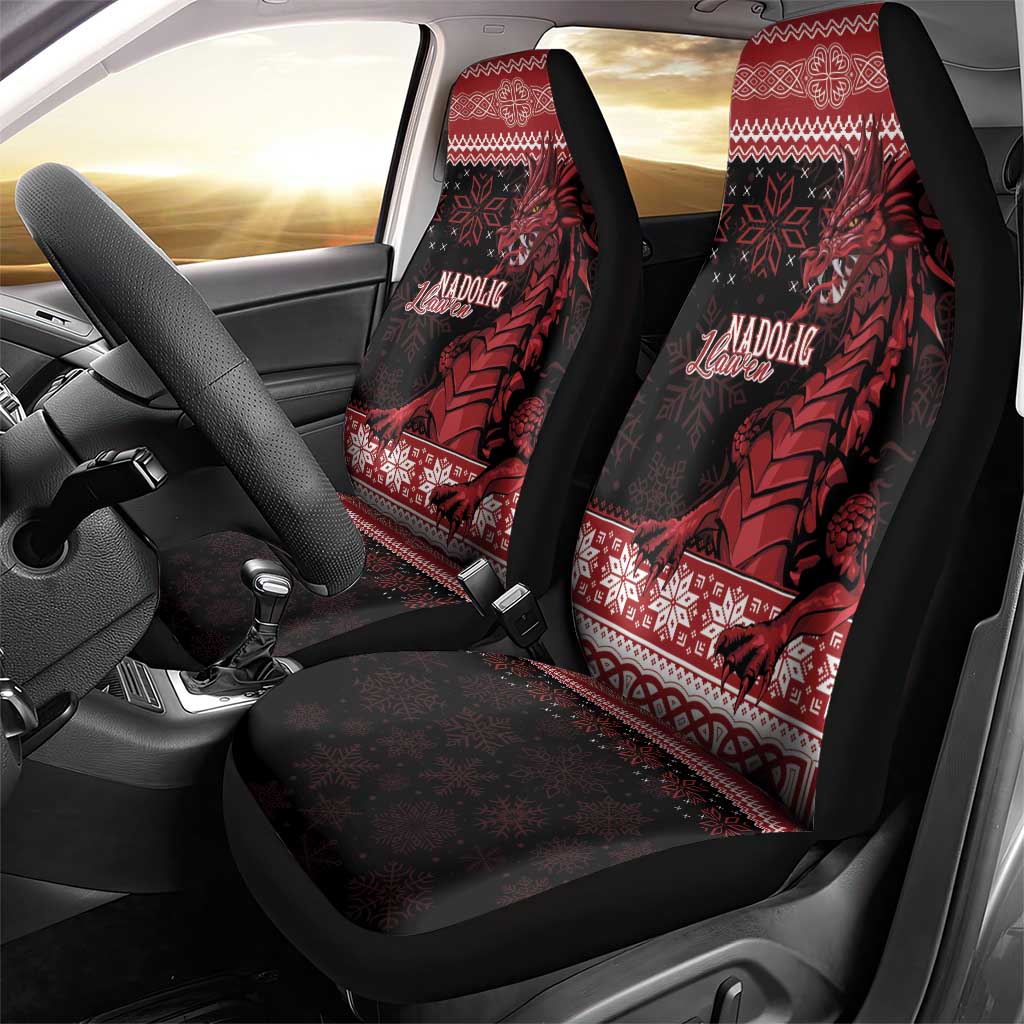 Christmas Wales Celtic Car Seat Cover Welsh Dragon Nadolig Llawen - Wonder Print Shop