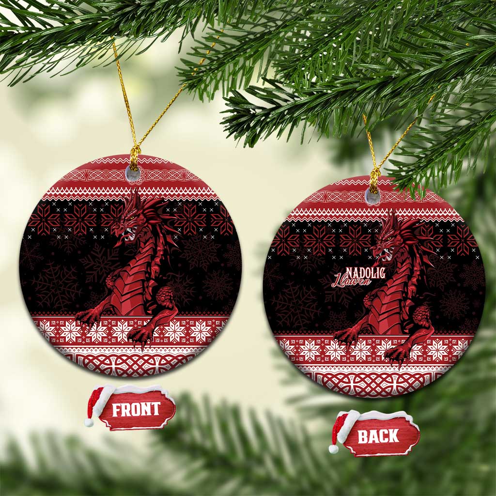 Christmas Wales Celtic Ceramic Ornament Welsh Dragon Nadolig Llawen - Wonder Print Shop
