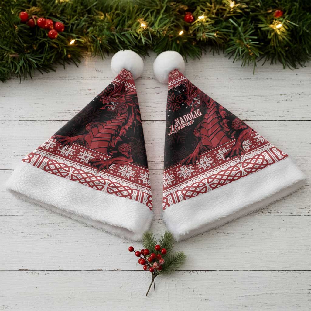 Christmas Wales Celtic Christmas Santa Hat Welsh Dragon Nadolig Llawen - Wonder Print Shop