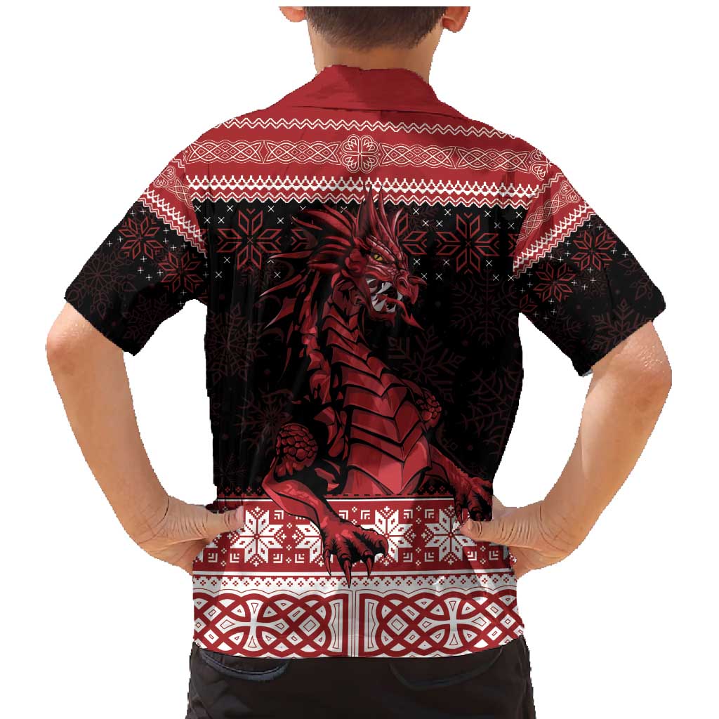 Christmas Wales Celtic Family Matching Mermaid Dress and Hawaiian Shirt Welsh Dragon Nadolig Llawen - Wonder Print Shop