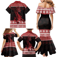 Christmas Wales Celtic Family Matching Mermaid Dress and Hawaiian Shirt Welsh Dragon Nadolig Llawen - Wonder Print Shop