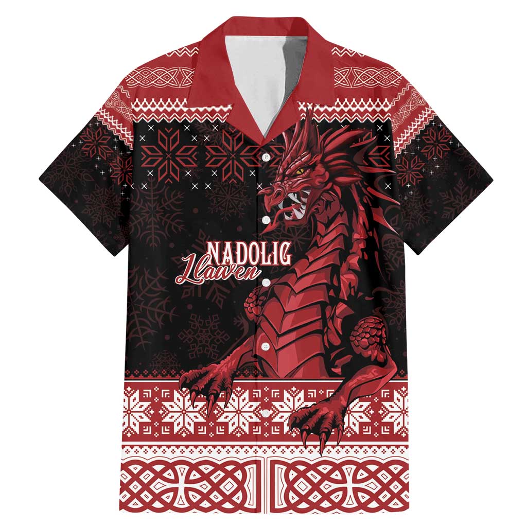 Christmas Wales Celtic Family Matching Mermaid Dress and Hawaiian Shirt Welsh Dragon Nadolig Llawen - Wonder Print Shop