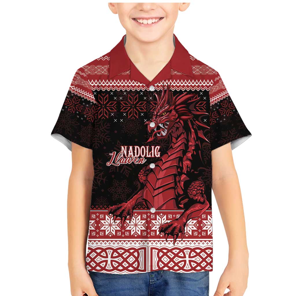 Christmas Wales Celtic Family Matching Mermaid Dress and Hawaiian Shirt Welsh Dragon Nadolig Llawen - Wonder Print Shop