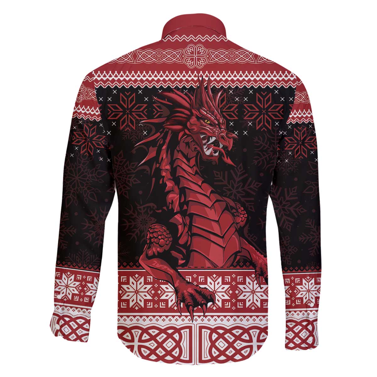 Christmas Wales Celtic Family Matching Off The Shoulder Long Sleeve Dress and Hawaiian Shirt Welsh Dragon Nadolig Llawen - Wonder Print Shop