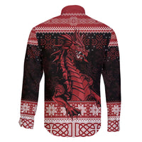 Christmas Wales Celtic Family Matching Off The Shoulder Long Sleeve Dress and Hawaiian Shirt Welsh Dragon Nadolig Llawen - Wonder Print Shop
