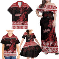 Christmas Wales Celtic Family Matching Off Shoulder Maxi Dress and Hawaiian Shirt Welsh Dragon Nadolig Llawen - Wonder Print Shop