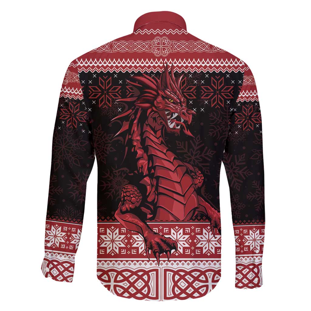 Christmas Wales Celtic Family Matching Off Shoulder Short Dress and Hawaiian Shirt Welsh Dragon Nadolig Llawen - Wonder Print Shop