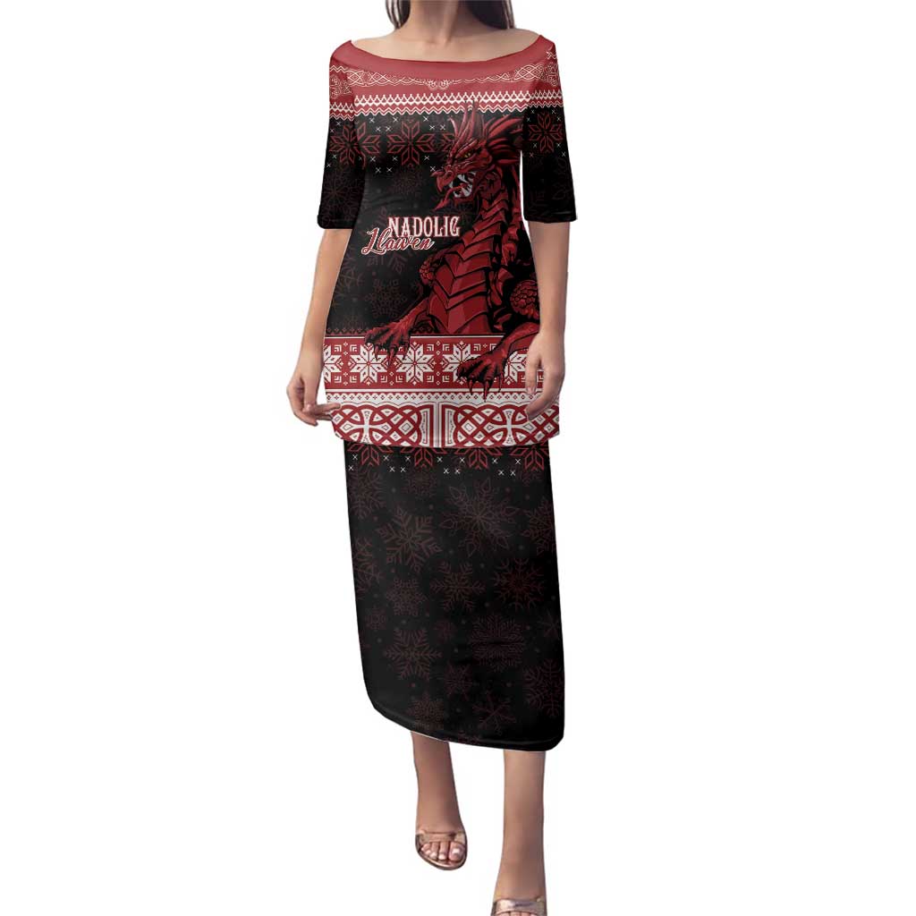 Christmas Wales Celtic Family Matching Puletasi and Hawaiian Shirt Welsh Dragon Nadolig Llawen - Wonder Print Shop