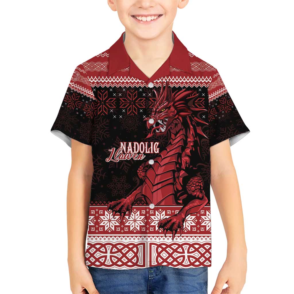 Christmas Wales Celtic Family Matching Puletasi and Hawaiian Shirt Welsh Dragon Nadolig Llawen - Wonder Print Shop