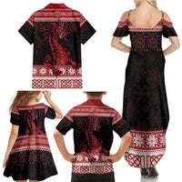 Christmas Wales Celtic Family Matching Summer Maxi Dress and Hawaiian Shirt Welsh Dragon Nadolig Llawen - Wonder Print Shop