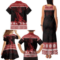 Christmas Wales Celtic Family Matching Tank Maxi Dress and Hawaiian Shirt Welsh Dragon Nadolig Llawen - Wonder Print Shop