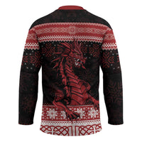Christmas Wales Celtic Hockey Jersey Welsh Dragon Nadolig Llawen - Wonder Print Shop