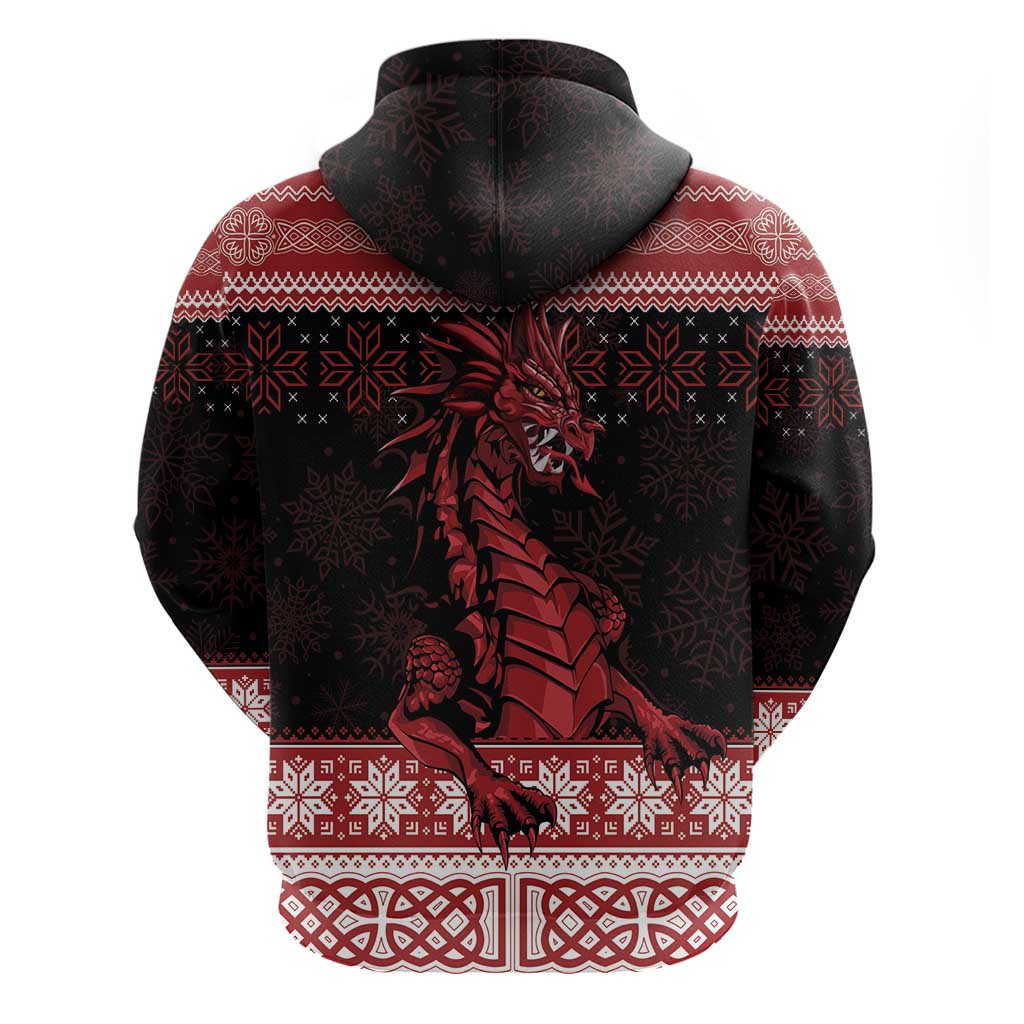 Christmas Wales Celtic Hoodie Welsh Dragon Nadolig Llawen - Wonder Print Shop