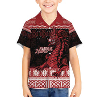 Christmas Wales Celtic Kid Hawaiian Shirt Welsh Dragon Nadolig Llawen - Wonder Print Shop