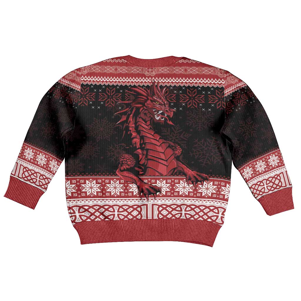 Christmas Wales Celtic Kid Ugly Christmas Sweater Welsh Dragon Nadolig Llawen - Wonder Print Shop