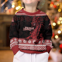 Christmas Wales Celtic Kid Ugly Christmas Sweater Welsh Dragon Nadolig Llawen - Wonder Print Shop