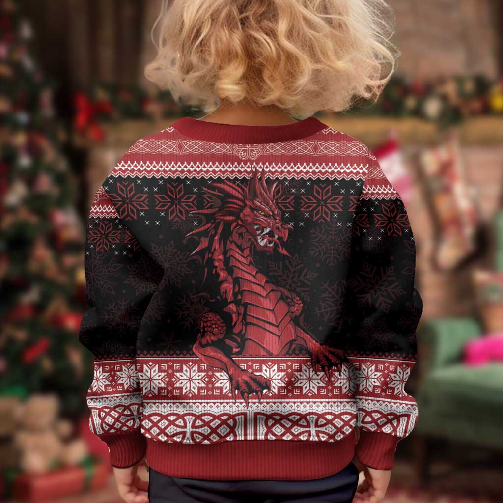Christmas Wales Celtic Kid Ugly Christmas Sweater Welsh Dragon Nadolig Llawen - Wonder Print Shop