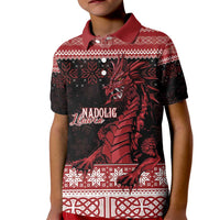 Christmas Wales Celtic Kid Polo Shirt Welsh Dragon Nadolig Llawen - Wonder Print Shop