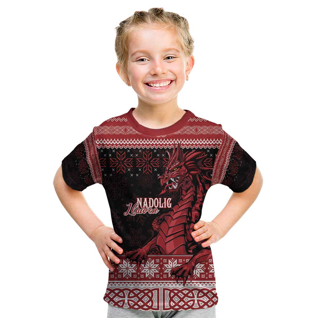 Christmas Wales Celtic Kid T Shirt Welsh Dragon Nadolig Llawen - Wonder Print Shop