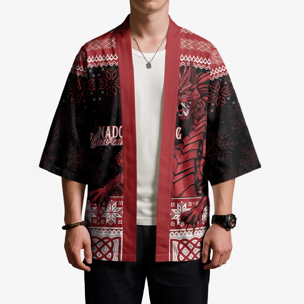 Christmas Wales Celtic Kimono Welsh Dragon Nadolig Llawen - Wonder Print Shop