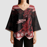 Christmas Wales Celtic Kimono Sleeve Blouse Welsh Dragon Nadolig Llawen - Wonder Print Shop
