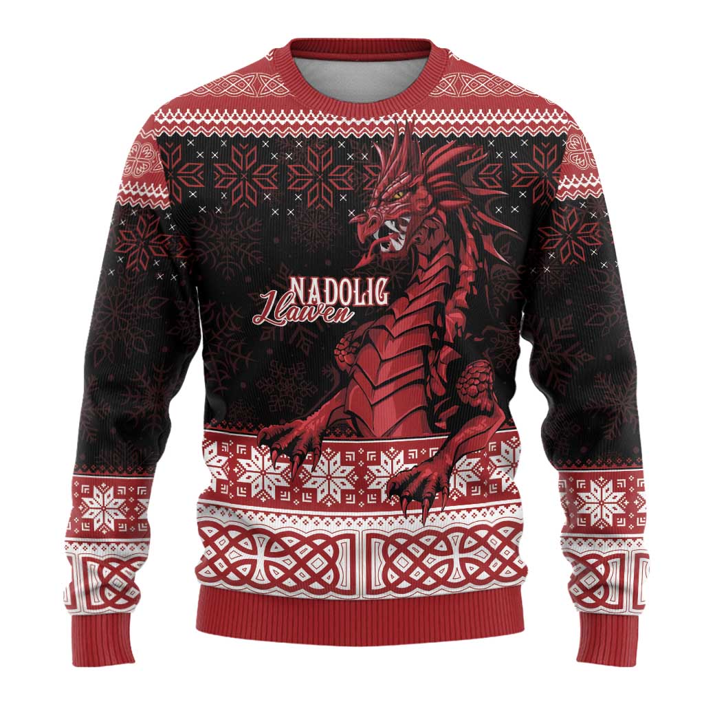 Christmas Wales Celtic Ugly Christmas Sweater Welsh Dragon Nadolig Llawen - Wonder Print Shop