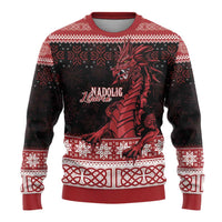 Christmas Wales Celtic Ugly Christmas Sweater Welsh Dragon Nadolig Llawen - Wonder Print Shop