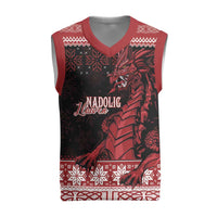 Christmas Wales Celtic Christmas Knitted V-Neck Vest Welsh Dragon Nadolig Llawen - Wonder Print Shop