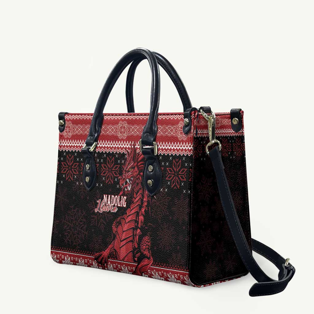 Christmas Wales Celtic Leather Bag Welsh Dragon Nadolig Llawen - Wonder Print Shop