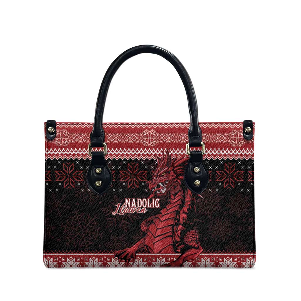 Christmas Wales Celtic Leather Bag Welsh Dragon Nadolig Llawen - Wonder Print Shop
