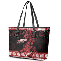 Christmas Wales Celtic Leather Tote Bag Welsh Dragon Nadolig Llawen - Wonder Print Shop
