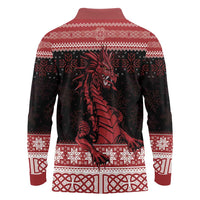 Christmas Wales Celtic Long Sleeve Polo Shirt Welsh Dragon Nadolig Llawen - Wonder Print Shop