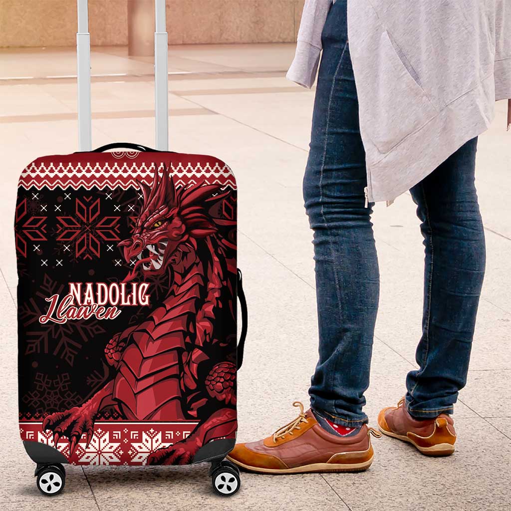 Christmas Wales Celtic Luggage Cover Welsh Dragon Nadolig Llawen - Wonder Print Shop