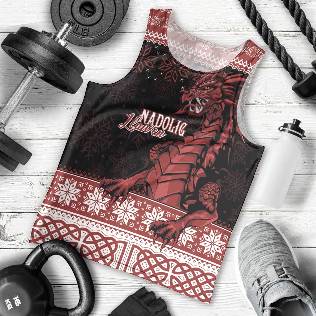Christmas Wales Celtic Men Tank Top Welsh Dragon Nadolig Llawen - Wonder Print Shop