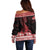Christmas Wales Celtic Off Shoulder Sweater Welsh Dragon Nadolig Llawen - Wonder Print Shop