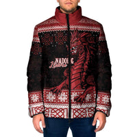 Christmas Wales Celtic Padded Jacket Welsh Dragon Nadolig Llawen - Wonder Print Shop