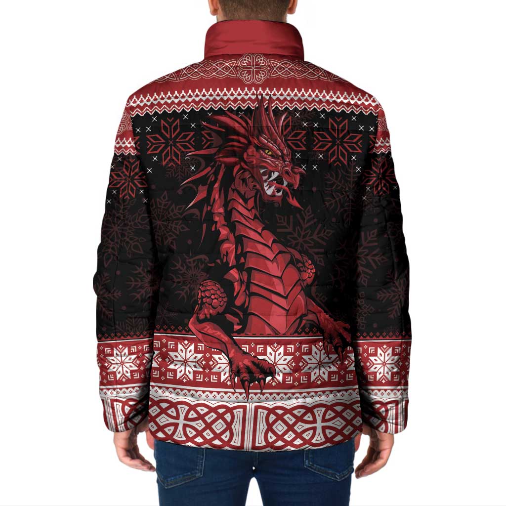 Christmas Wales Celtic Padded Jacket Welsh Dragon Nadolig Llawen - Wonder Print Shop