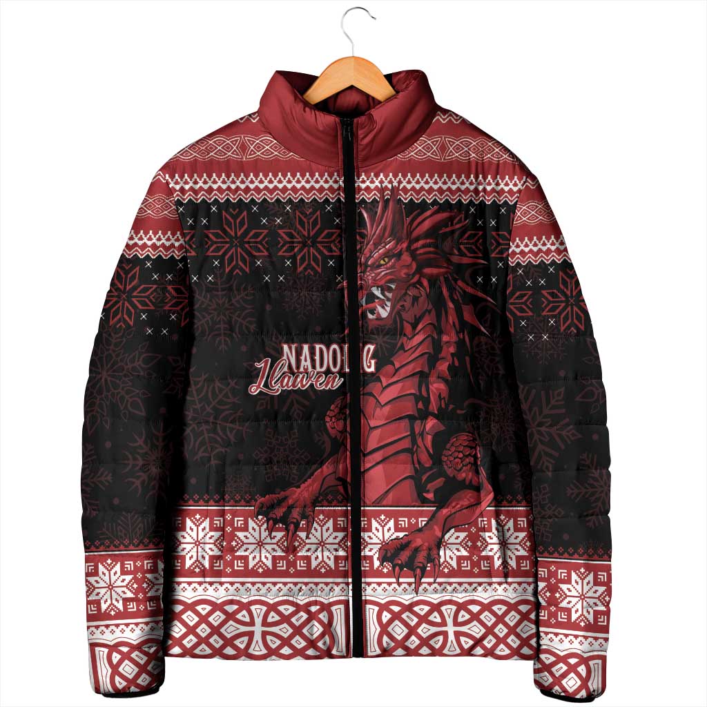 Christmas Wales Celtic Padded Jacket Welsh Dragon Nadolig Llawen - Wonder Print Shop