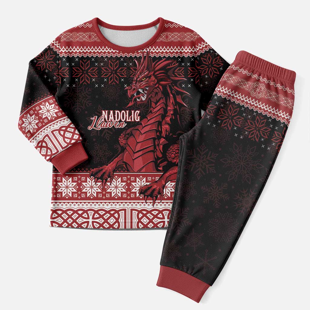 Christmas Wales Celtic Christmas Pajama Set Welsh Dragon Nadolig Llawen - Wonder Print Shop