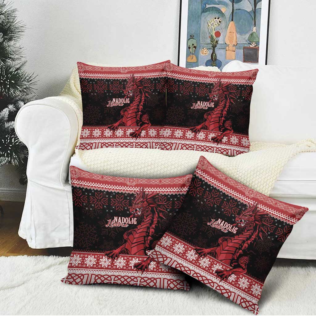 Christmas Wales Celtic Pillow Cover Welsh Dragon Nadolig Llawen - Wonder Print Shop