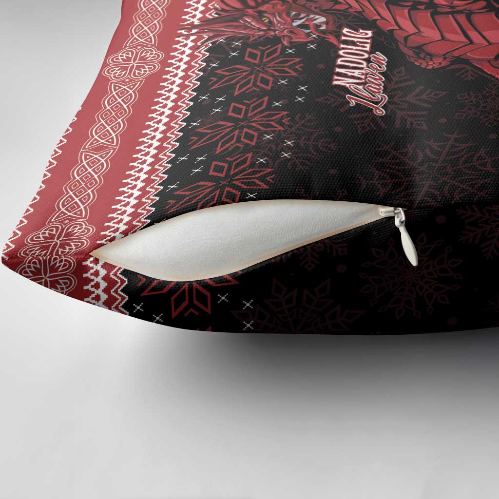 Christmas Wales Celtic Pillow Cover Welsh Dragon Nadolig Llawen - Wonder Print Shop